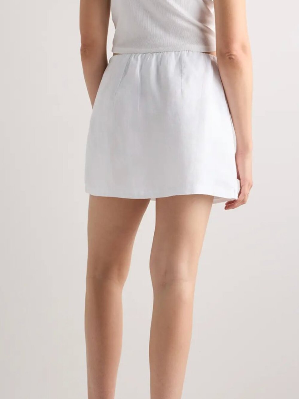 Quince 100% European Linen Skort White Elastic-Waist Size 4 - Picture 3 of 11